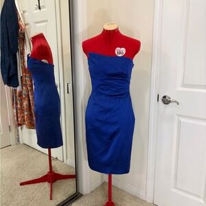 Karen Millen Electric Blue Strapless Dress
